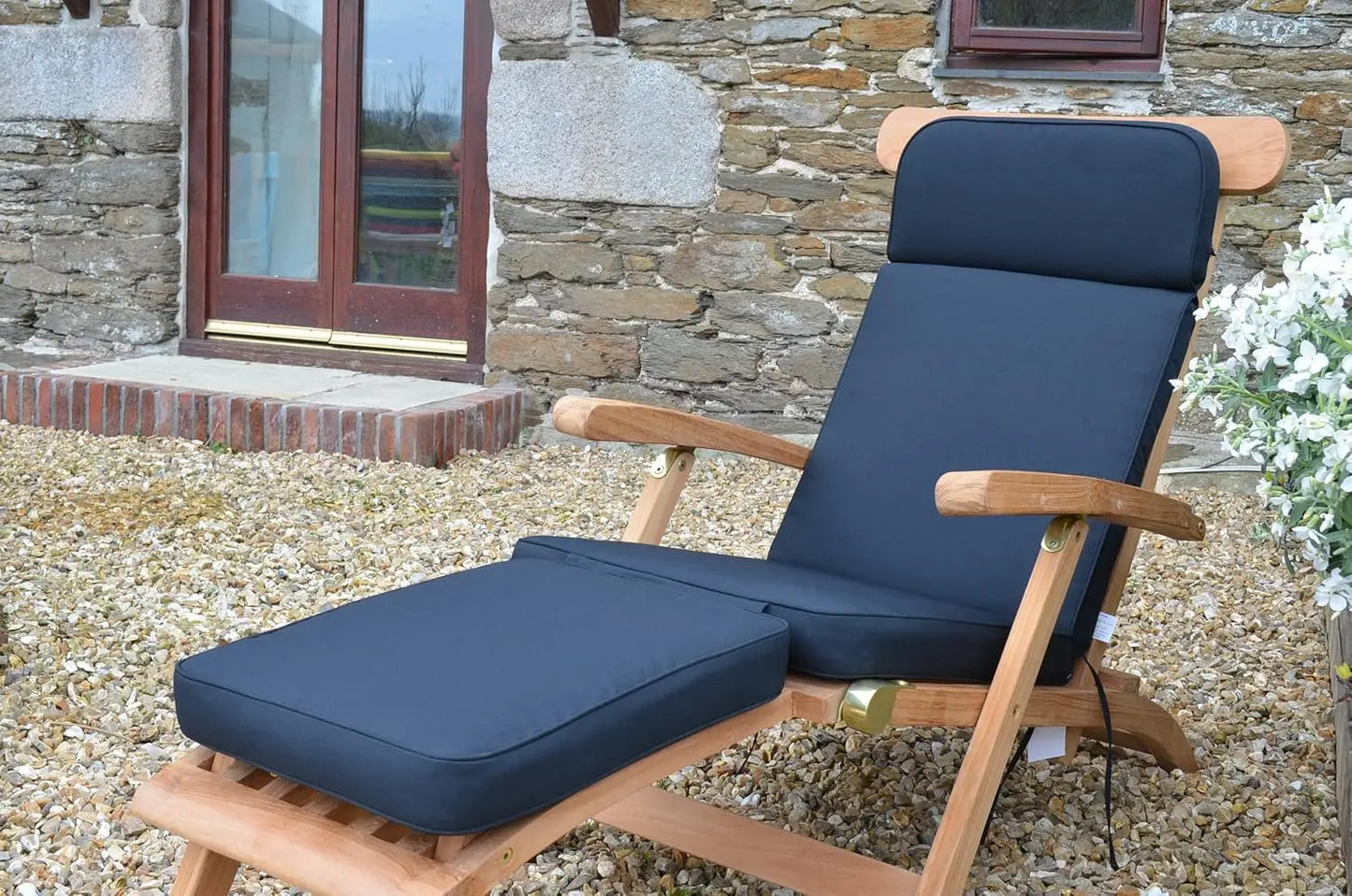 Chair Cushion with Head Pillow in Cool Navy