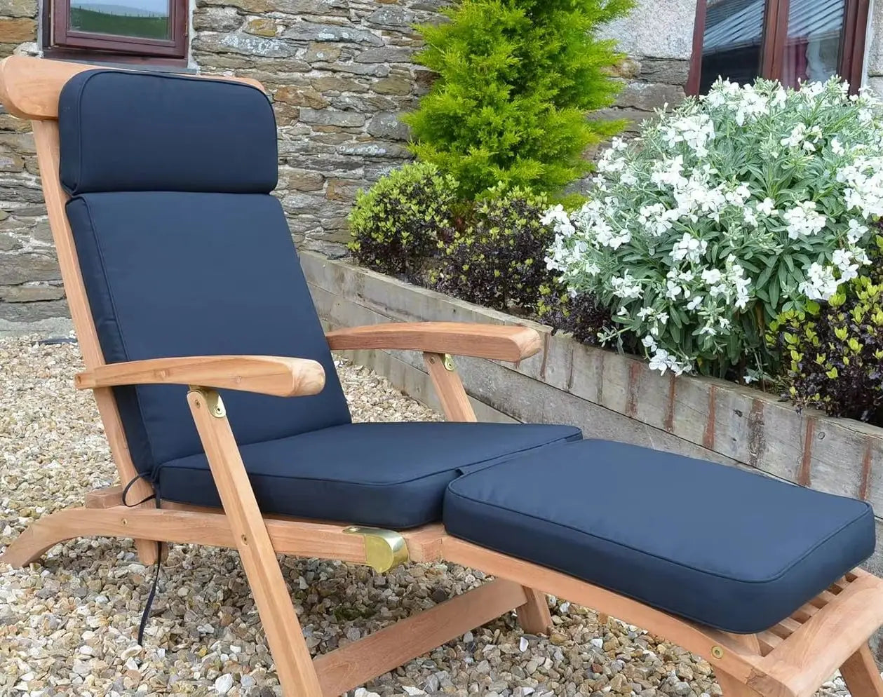 Chair Cushion with Head Pillow in Cool Navy