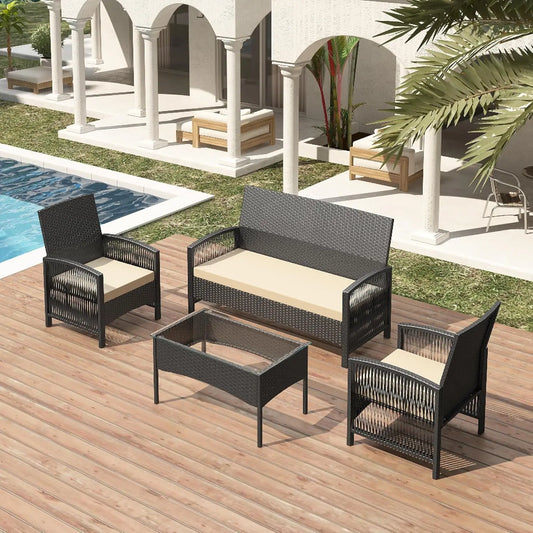 Rattan Garden Furniture Set 4 Pcs