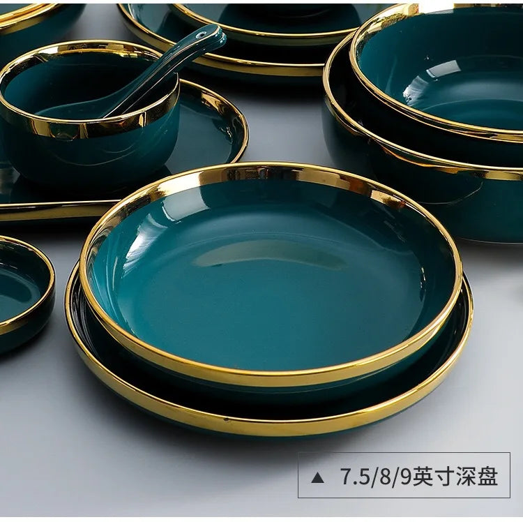 Nordic Light luxury golden border ceramic dishes