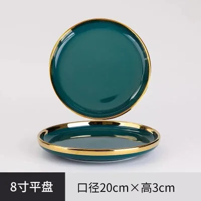 Nordic Light luxury golden border ceramic dishes