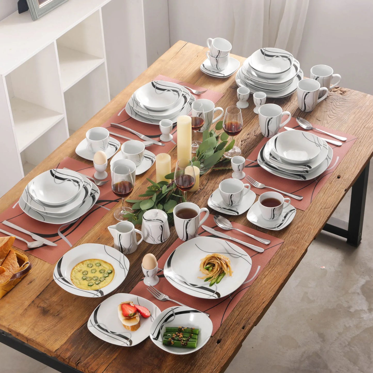 VEWEET FIONA 50/100-Piece Porcelain Dinner Set