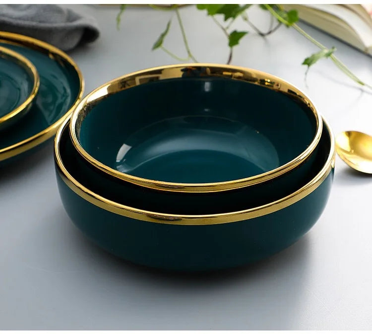 Nordic Light luxury golden border ceramic dishes