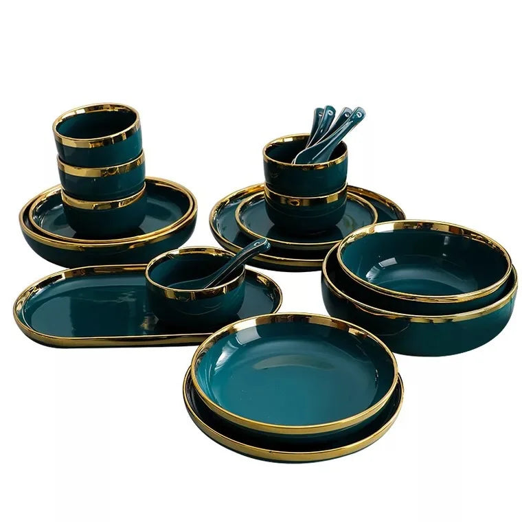 Nordic Light luxury golden border ceramic dishes