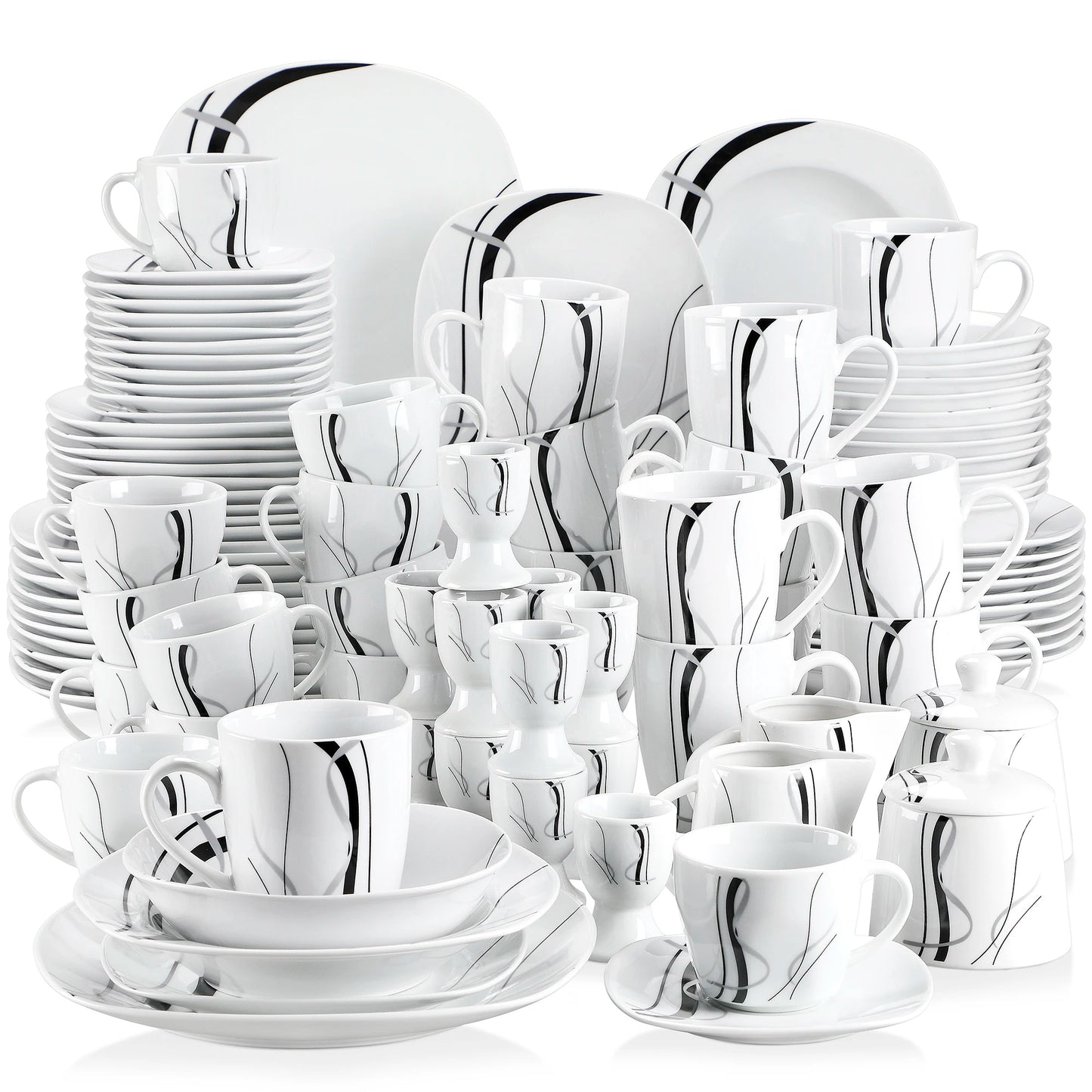 VEWEET FIONA 50/100-Piece Porcelain Dinner Set