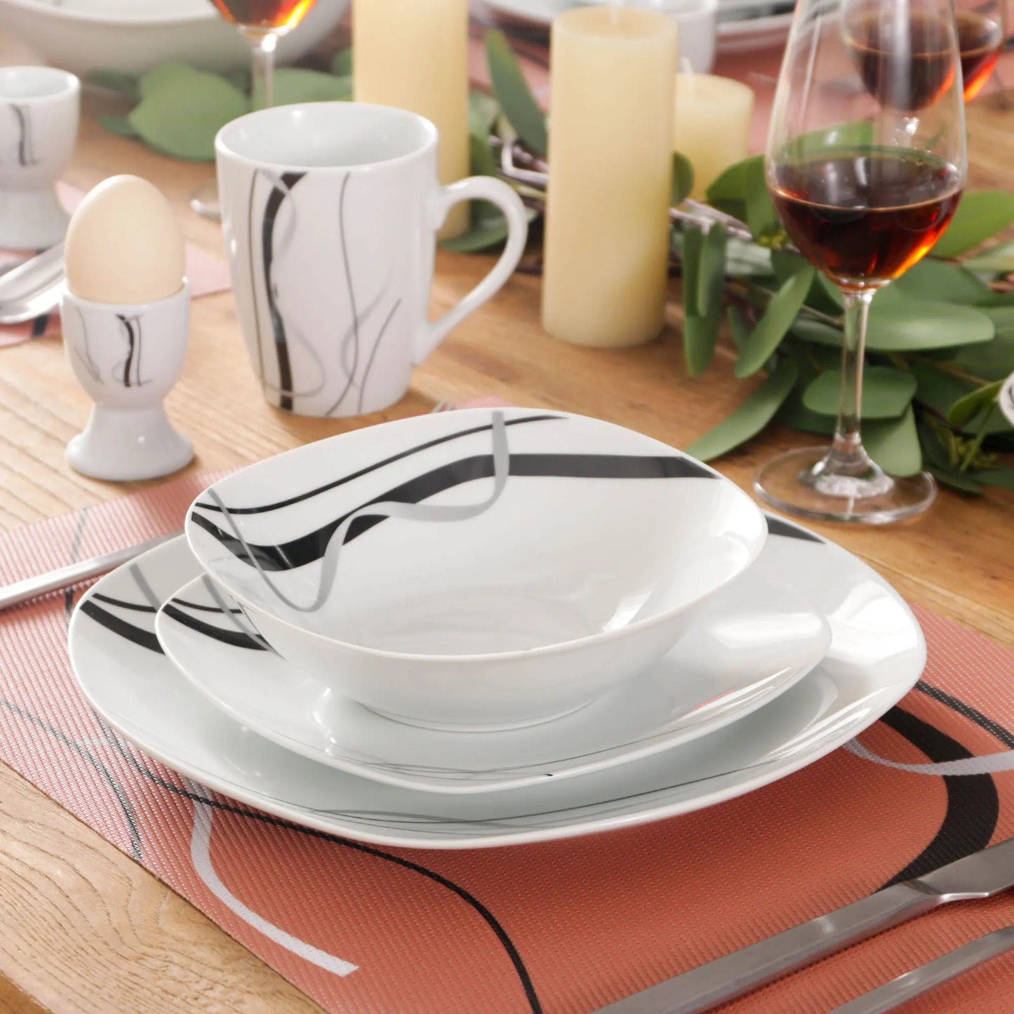 VEWEET FIONA 50/100-Piece Porcelain Dinner Set