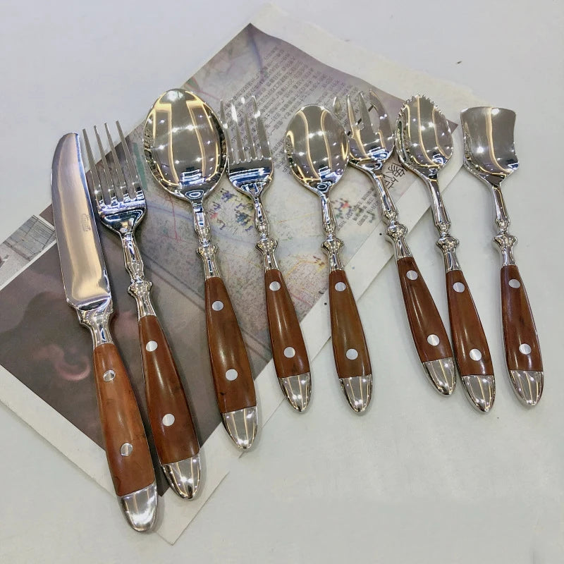 Stainless Steel Cutlery Set with Wooden Handle