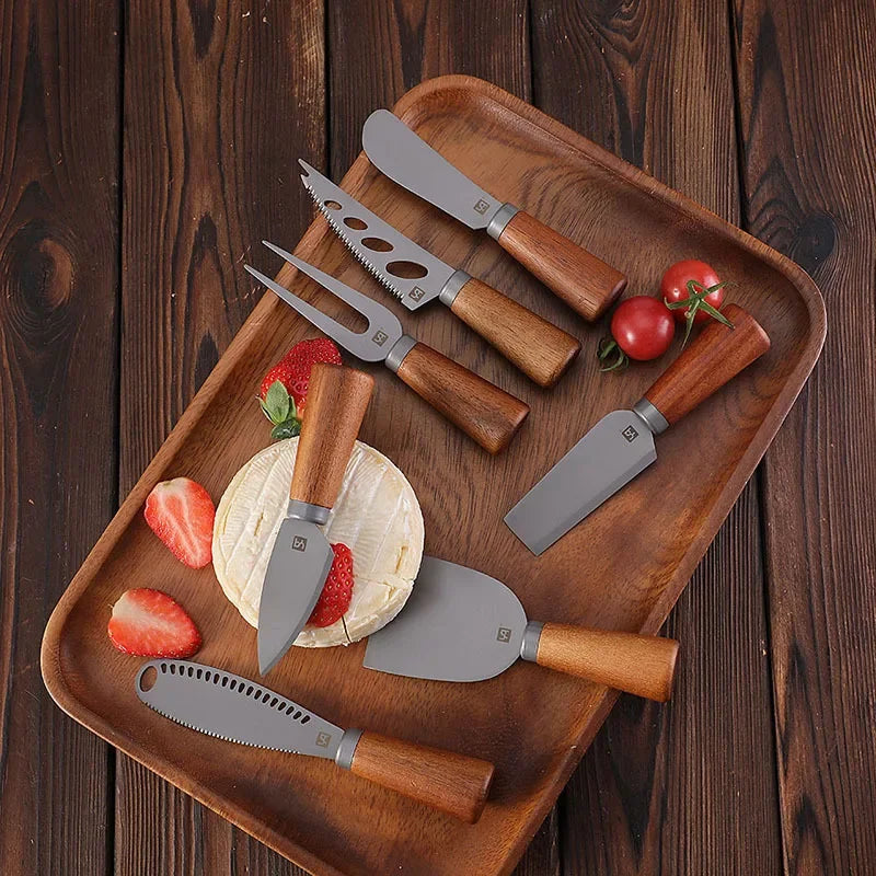 7pcs High Quality  Tool Wooden Handle Cheese Knife Set