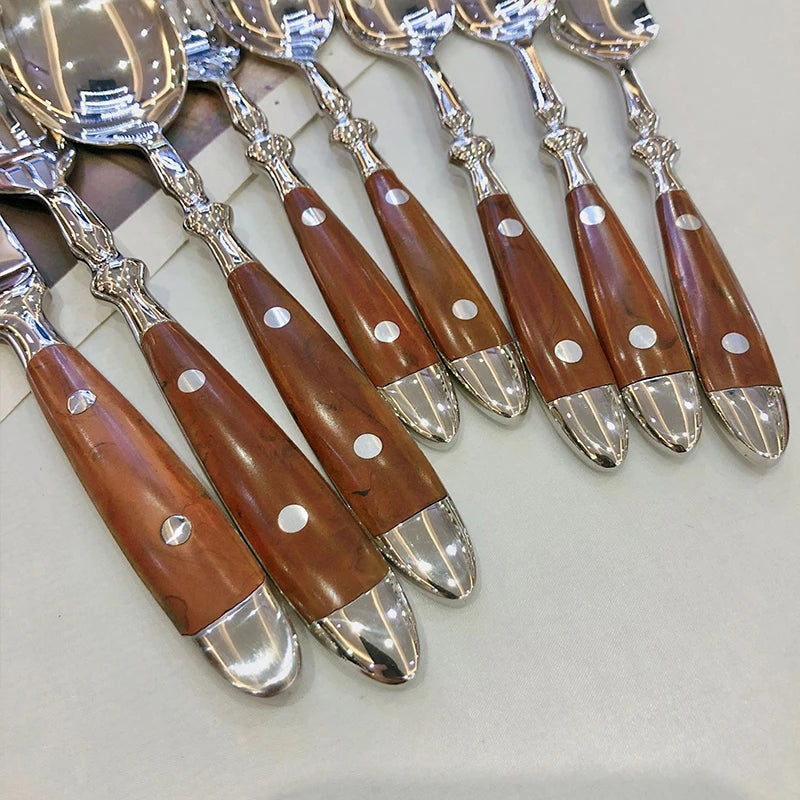 Stainless Steel Cutlery Set with Wooden Handle