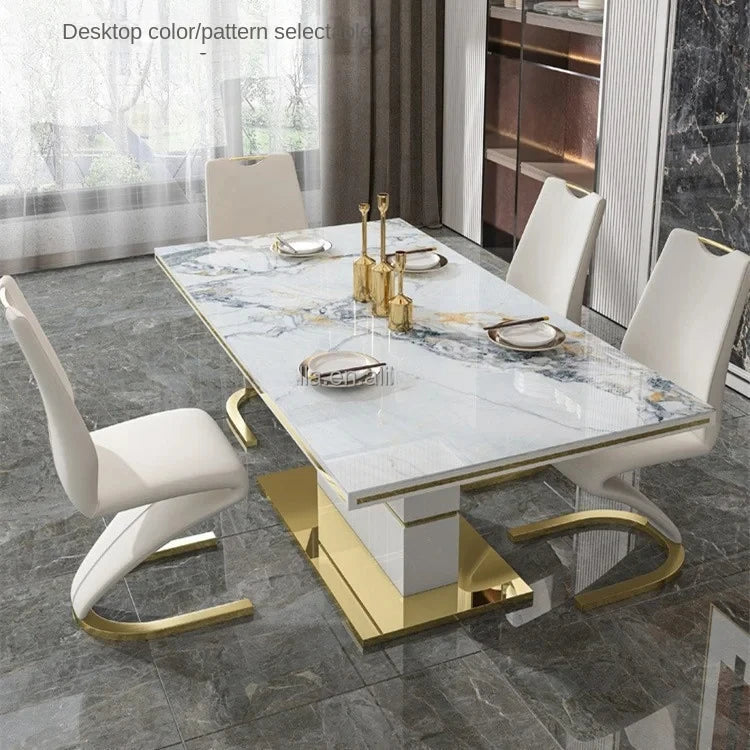 Marble Square Dining Table Set 4 Chairs and  6 Chairs