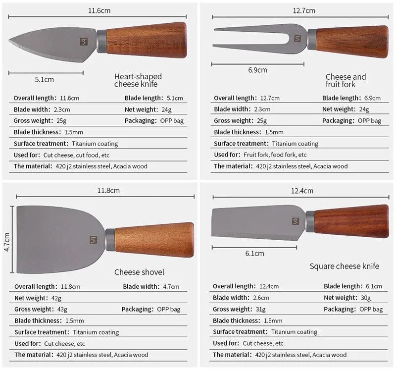 7pcs High Quality  Tool Wooden Handle Cheese Knife Set