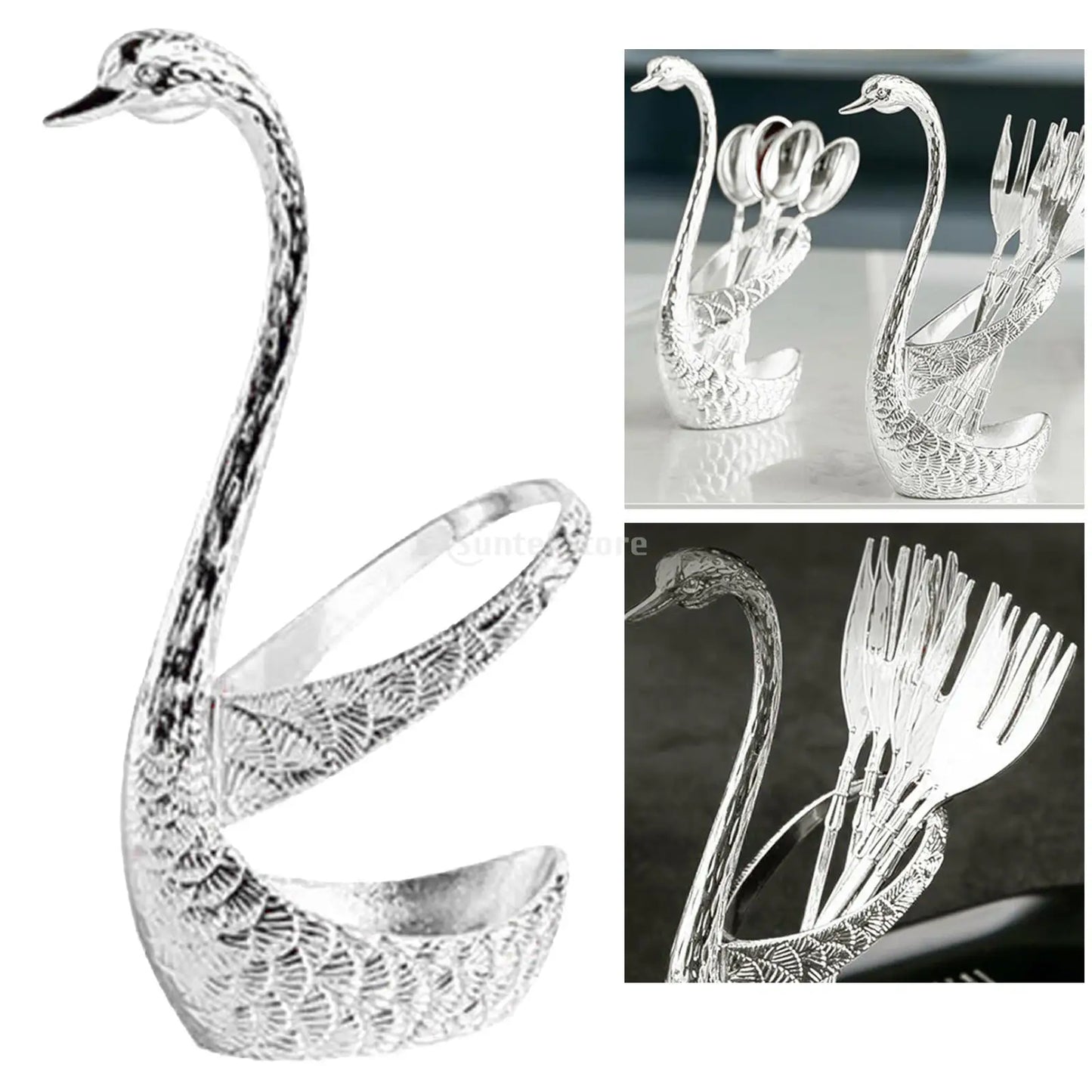 Decorative Swan Base Holder with 6 Spoons