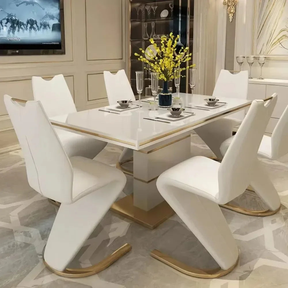 Marble Square Dining Table Set 4 Chairs and  6 Chairs