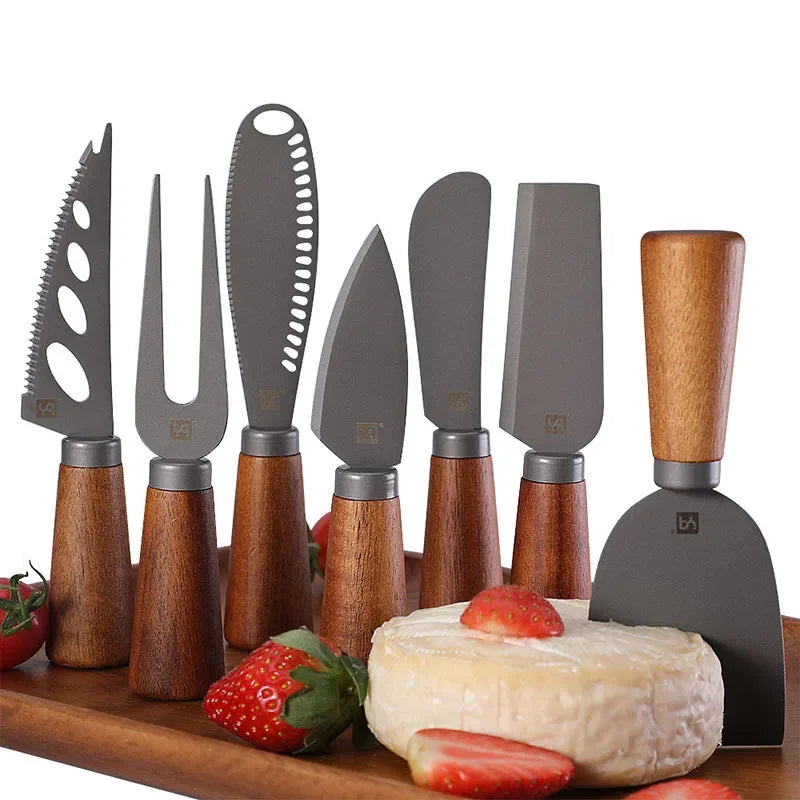 7pcs High Quality  Tool Wooden Handle Cheese Knife Set