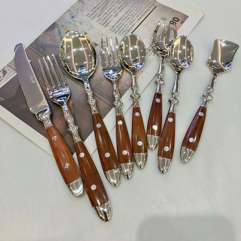 Stainless Steel Cutlery Set with Wooden Handle