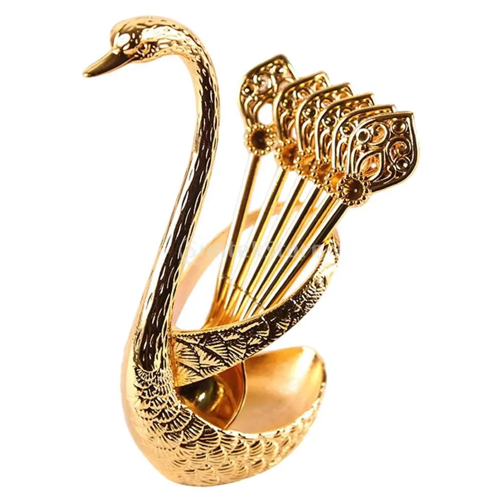 Decorative Swan Base Holder with 6 Spoons