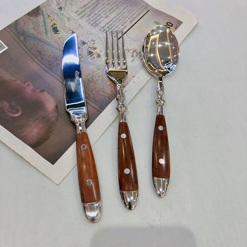 Stainless Steel Cutlery Set with Wooden Handle