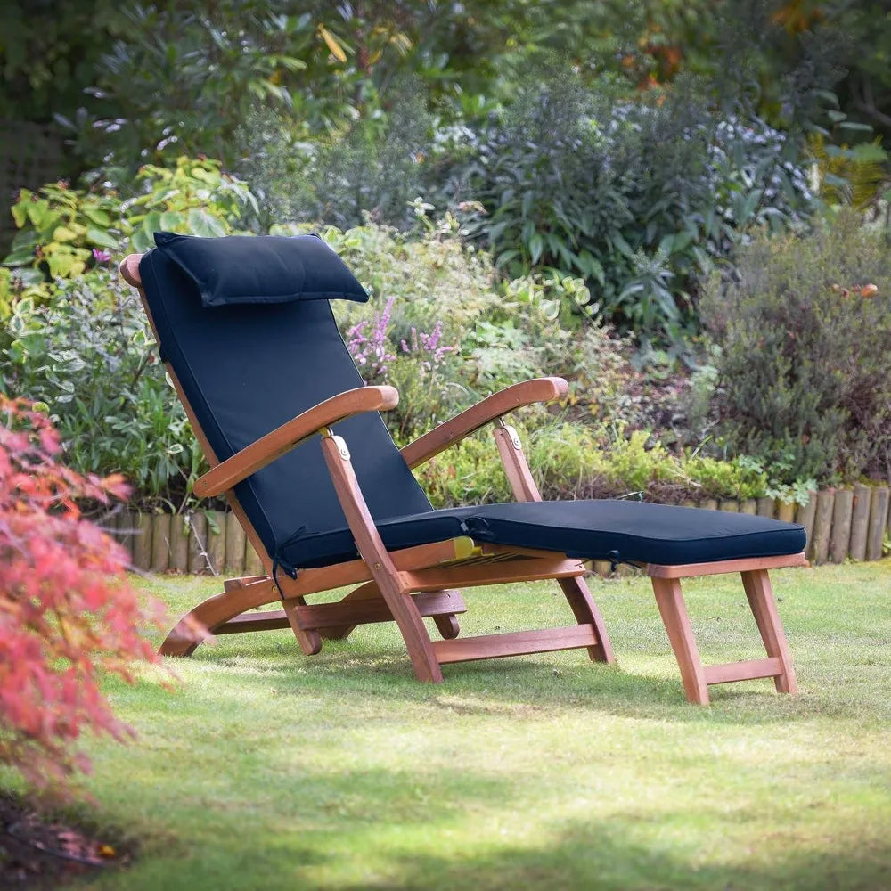 Chair Cushion with Head Pillow in Cool Navy