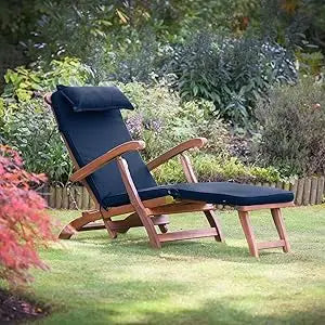 Chair Cushion with Head Pillow in Cool Navy