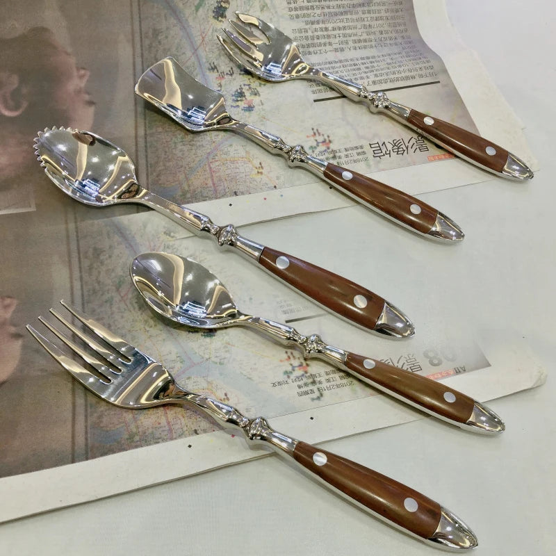 Stainless Steel Cutlery Set with Wooden Handle