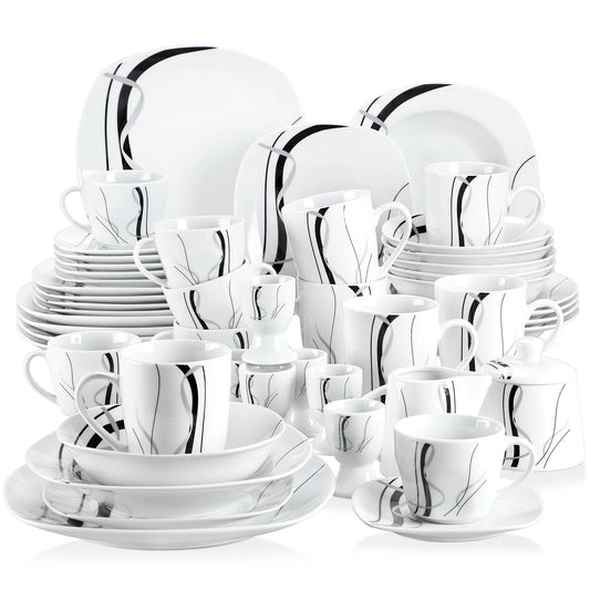 VEWEET FIONA 50/100-Piece Porcelain Dinner Set